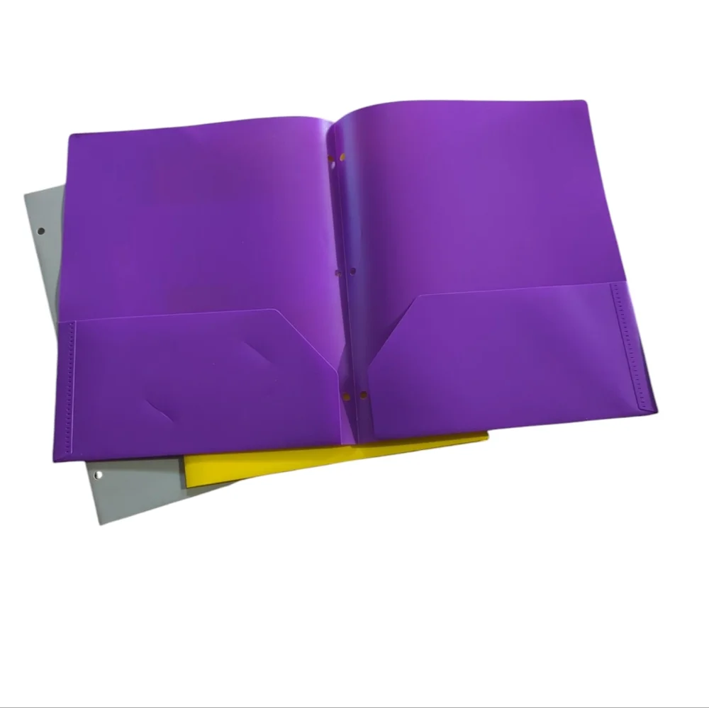 Up & Up 2-Pocket Portfolios - Gray, Yellow, Purple Set Of 3 Brand New.
